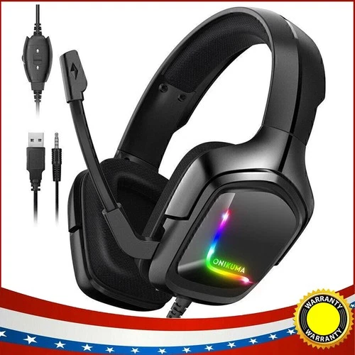 K20 Wired Gaming Headset with LED RGB Lights Stereo Headphones For Computer PS4