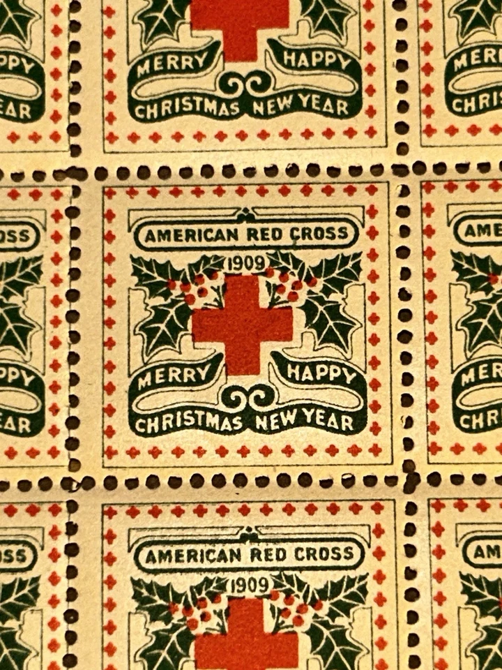 Bloque de 20 Sellos de Navidad de Estados Unidos de 1909 Cruz Roja Nunca Usados Excelente Estado Foto 3 de 4