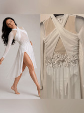 WEISSMAN Dance elite lyrical custom solo illusion dress white Star D10402 MC chi