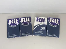 Rit All-Purpose Powder Fabric Dye Denim Blue 1-1/8 oz - Lot of 4 Boxes