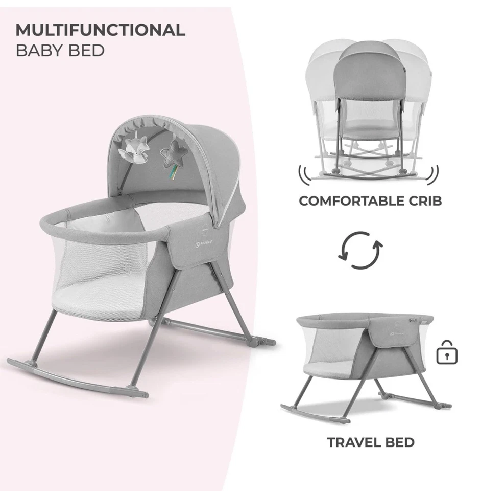 Baby Crib 3 in 1 LOVI Folding and Unfolding, Adjustable Canopy, with Mattress... - Image 2 of 4