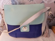 Isaac Mizrahi Live! Bridgehampton Blue Green Colorblock Leather Purse Bag
