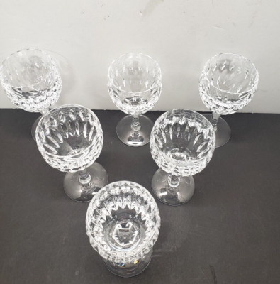 Set Of Six Atlantis Crystal Made in Portugal White Wine Glasses