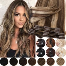 8A Thick Clip In Hair Extensions Highlight Remy Real Human Full Head Double Weft