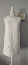 Forever 21 Dress White Sleeveless Zipper Black 2 Pockets Mini Style Shift New