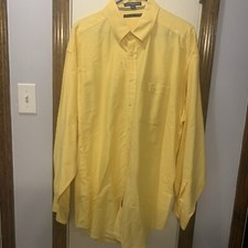 Tommy Hilfiger Yellow Button Up Long Sleeve Cotton Dress Shirt Mens 17 34-35