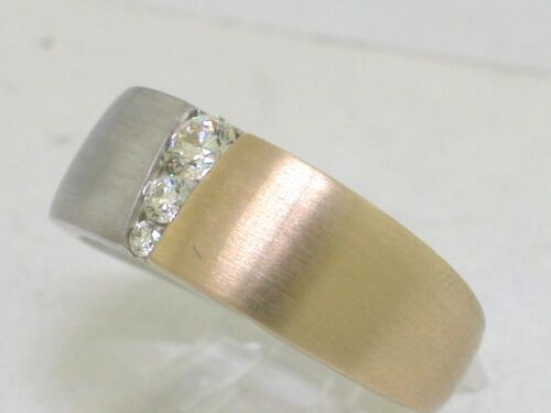 Venta Anillo banda brillante 585 oro amarillo-blanco 3 brillantes 0,20ct Top Crystal VS - Imagen 2 de 5