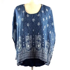 Naif Women's Size Small Blue Paisley Kimono Top
