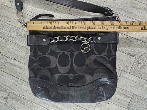 Coach F19730 Signature Crossbody Bag Optic Chain Black Shoulder Bag Purse - Picture 5 of 8