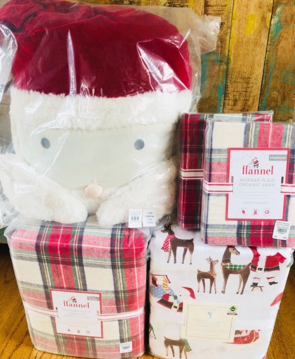 Pottery Barn Kids Queen Santa Sheet Set F Q Morgan Duvet Shams Pillow Christmas