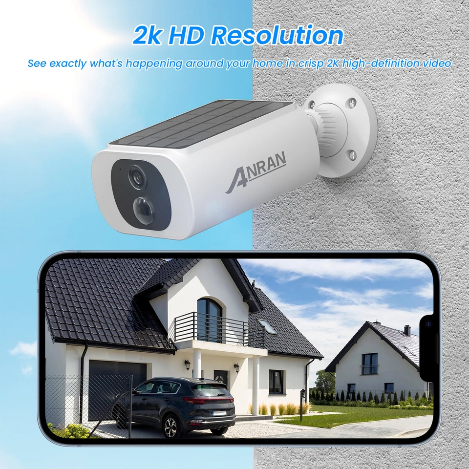 ANRAN 3MP Wireless Solar Battery Security Camera System Home Outdoor CCTV Audio - Image 3 of 4