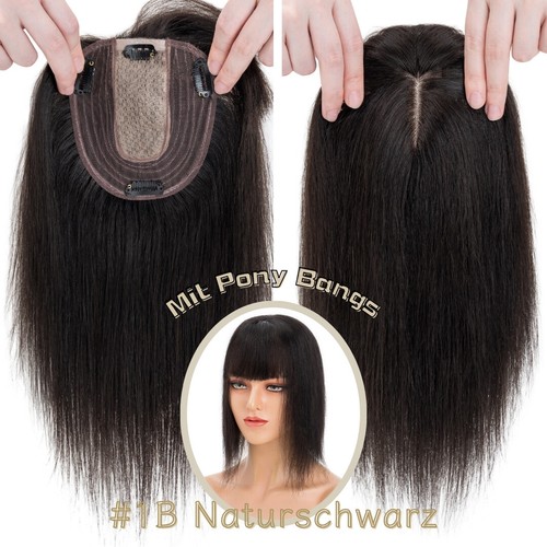 Clip In Remy Echthaar Damen Topper Toupet Toupee Seide Base Haarteil Perücke AAA - Bild 56 von 67