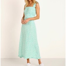 Faithfull the Brand Saint Tropez Midi Dress Green White Women's XS