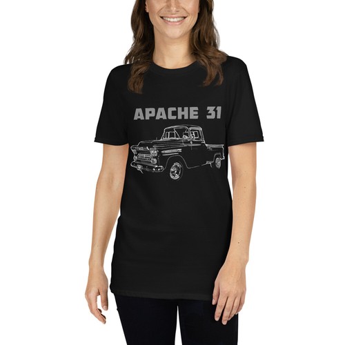 Chevy Apache 31 3100 1959 camioneta pickup antigua manga corta unisex camiseta - Imagen 3 de 10