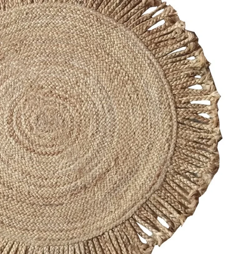 Rug Natural Jute Border Design100%Handmade Braided Round Braided Living Area Rug - Image 4 of 4