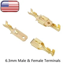 [100x] 6.3mm Male and Female Spade Connectors Crimp Terminals 50Male+50Female