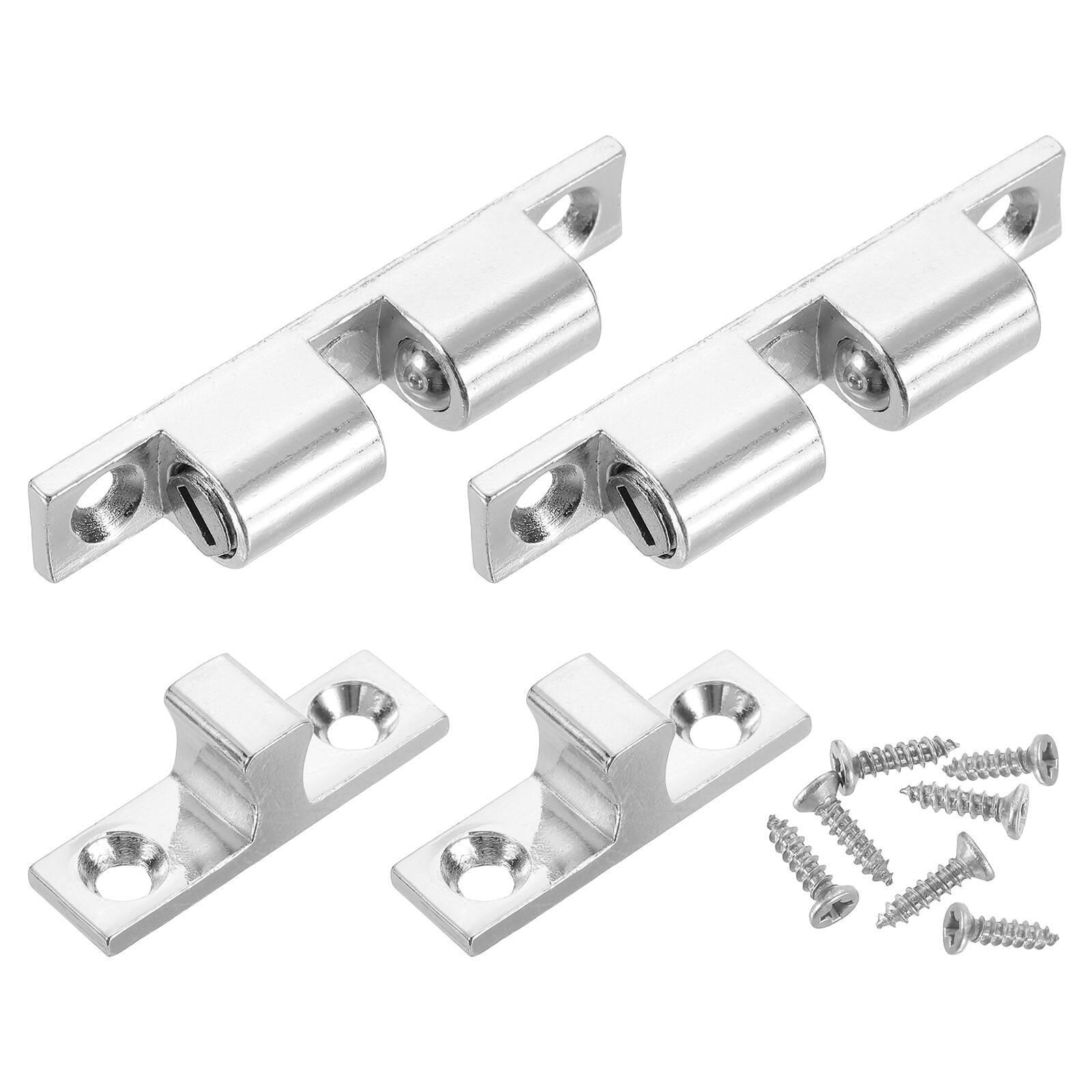 2Pcs Silver Double Roller Cabinet Latch for Closet Doors