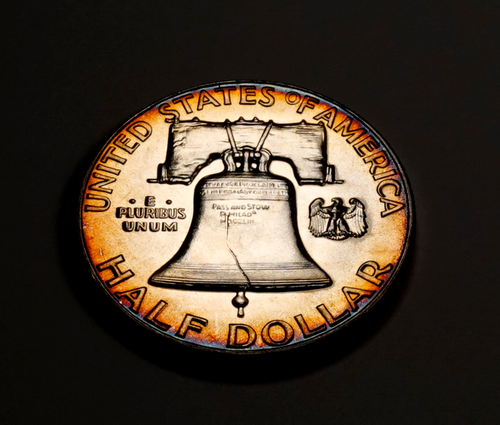 1951 Franklin Half Dollar - Gem Proof++ Rainbow Toned -- 90% Silver #H609 - Picture 5 of 6