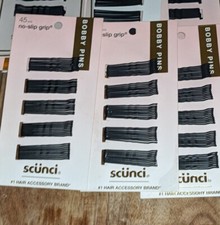  NEW 3PK Scunci No Slip Grip Bobby Pins Everyday Active Hair Black