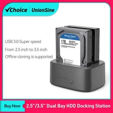 UnionSine Dual Bay HDD Docking Station with Offline Clone SATA to USB 3.0 HDD Cl