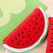 Fluffy Pencil Case Pen Bag Zip Watermelon Cute Cartoon School Stationery Gift