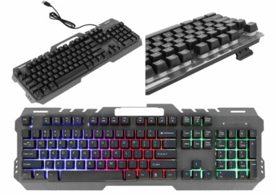 Keyboard Gaming GT-5 PC Metal LED Rainbow Backlight Wired USB 104 Keys