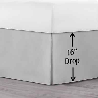 Luxury Bed Skirt Pleated 16'' Drop Solid Premium Soft Microfiber Dust Ruffle