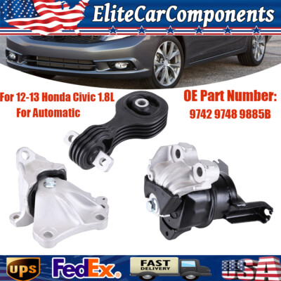 Engine Motor & Trans Mount Set NEW 3PCS For 2012-2013 Honda Civic 1.8L Automatic