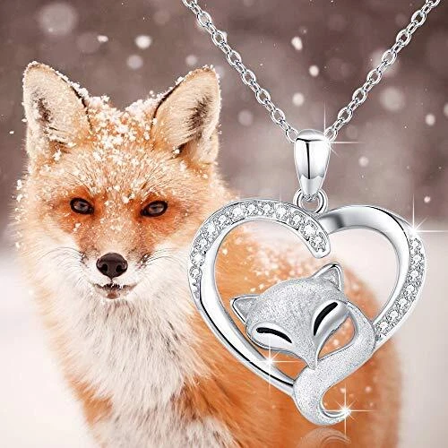 silver furry fox head pendant, with diamonds – of beasts and beauty