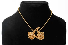 Vintage Forstner 1/20 12k Gold Filled Flower Pendant w/ 16" Snake Chain Necklace