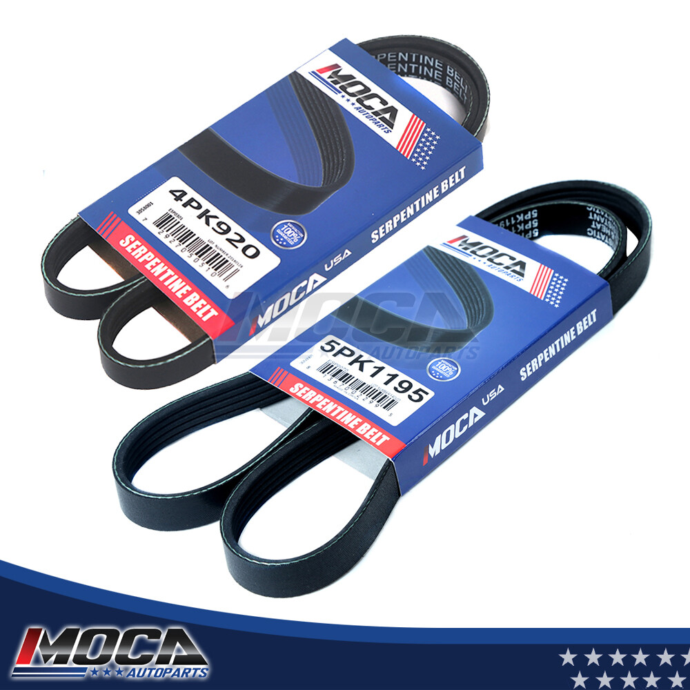 98-02 Mazda 626 2.0L Serpentine Belt Set AC PS 4PK920 5PK1195 EPDM