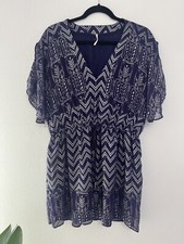 Free People Love Your Chaos Tribal Print Dress BLUE Sz S