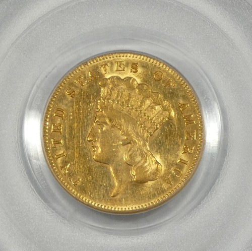 1874 $3 Indian Princess Head GOLD Piece CERTIFIED PCGS AU 53 - Picture 2 of 4