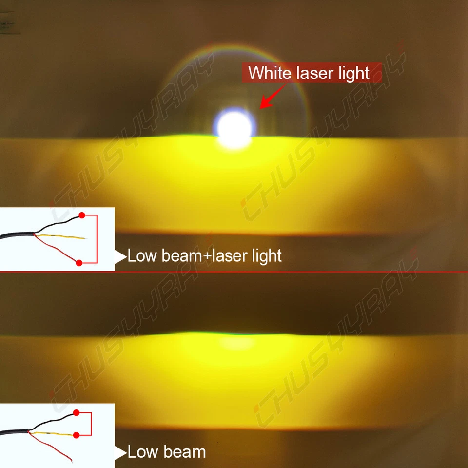 2X 3.0" Bi LED Fog Projector Lens Hi/Lo Beam Retrofit Fog Light Lamp Yellow 110W Foto 4 de 4