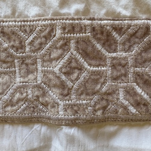 European Shams White Cotton With Taupe Velvet Accent Trim Hotel Collection Set - Picture 3 of 6