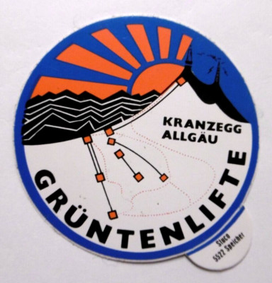 Souvenir-Aufkleber Grüntenlifte Kranzegg Allgäu Alpen Wintersport Ski Bayern 80s