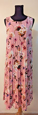 New T Tahari sz L Pleated Dress pink floral sleeveless tank stretchy lined 2955