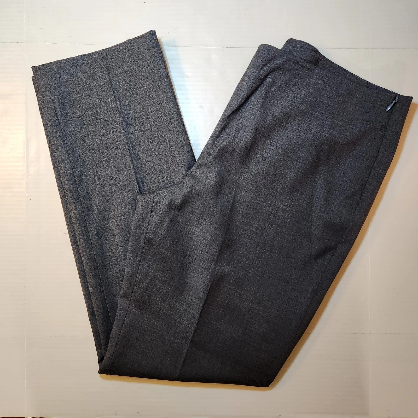 Doncaster 100% WOOL Pants Slacks Lined Side Zip Charcoal Grey