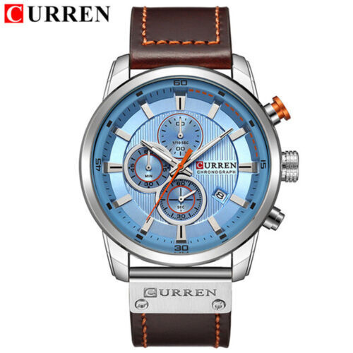 Curren Luxus Chronograph Leder Edel Klassisch Uhr Kalender Datum Analog Quarz - Bild 14 von 30