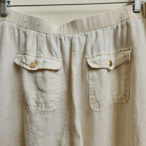 JM Collection Pants Womens 16W Off White Linen Beach Minimalist Coastal Resort - Picture 9 of 17