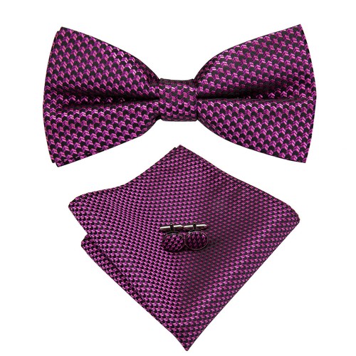 Silk Bow Tie and Pocket Square Cufflinks Set Mens Pretied Bowtie Designer Gift - Picture 125 of 156