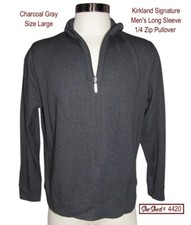 Kirkland Signature Men's Large Charcoal Gray Long Sleeve 1/4 Zip Pullover Shirt