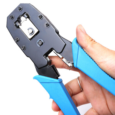 LEATBUY Cat5 Cat5e Cat6 Crimp Tool Kit RJ45 Krimpgereedschap, 50 STKS RJ45 Cat6 Pass Through Connectors, 50 STKS hoezen, Netwerk Kabel Tester, Wire Punch Down Cutter (zwart
