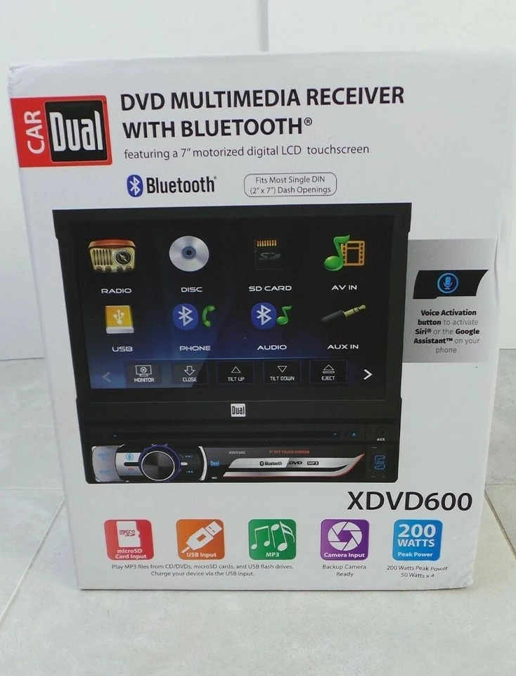 Dual XDVD600 Single DIN 7" In-Dash Car Monitor DVD Player Receiver+Backup Camera - Image 2 of 4