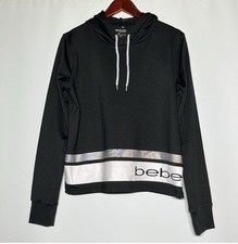 Black Bebe Sport Hoodie With Drawstring Size Large - Excellent Condition