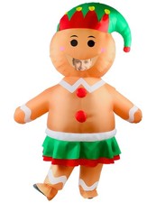 Wabolay Inflatable Elf Gingerbread Man Costume Adult One Size, Brown