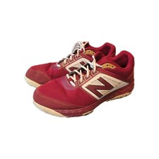 NEW BALANCE Mens Sz 12.5 Low Turf Baseball Shoes Red/White T3000TR4