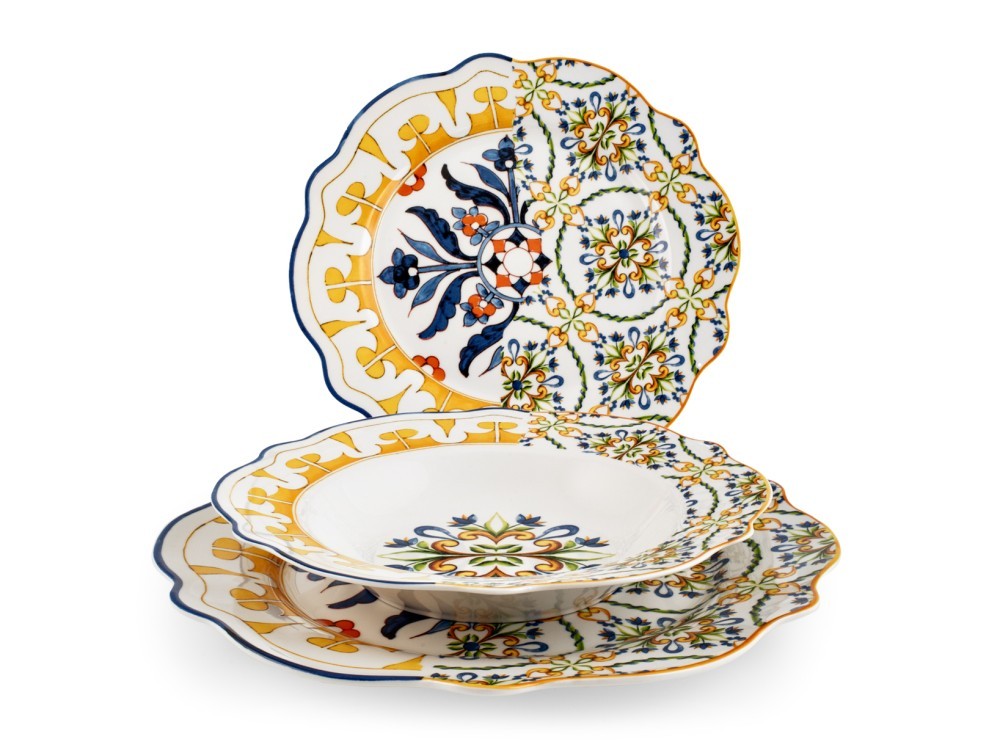 H&H Pack Of 6 Flat Plates Faenza 27 Cm