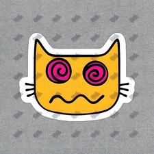 Cute Yellow Cat Vinyl Sticker Whimsical Cat Decal for Laptops, Water 712316