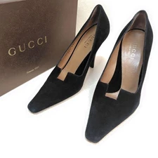 Gucci Pumps Suede Black US 6.0 Excellent Used No Box